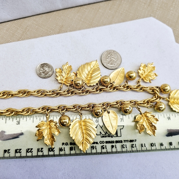 Napier Vintage Necklace with Golden Leaves and Beads STUNNING RARE - Picture 13 of 15